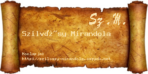 Szilvásy Mirandola névjegykártya